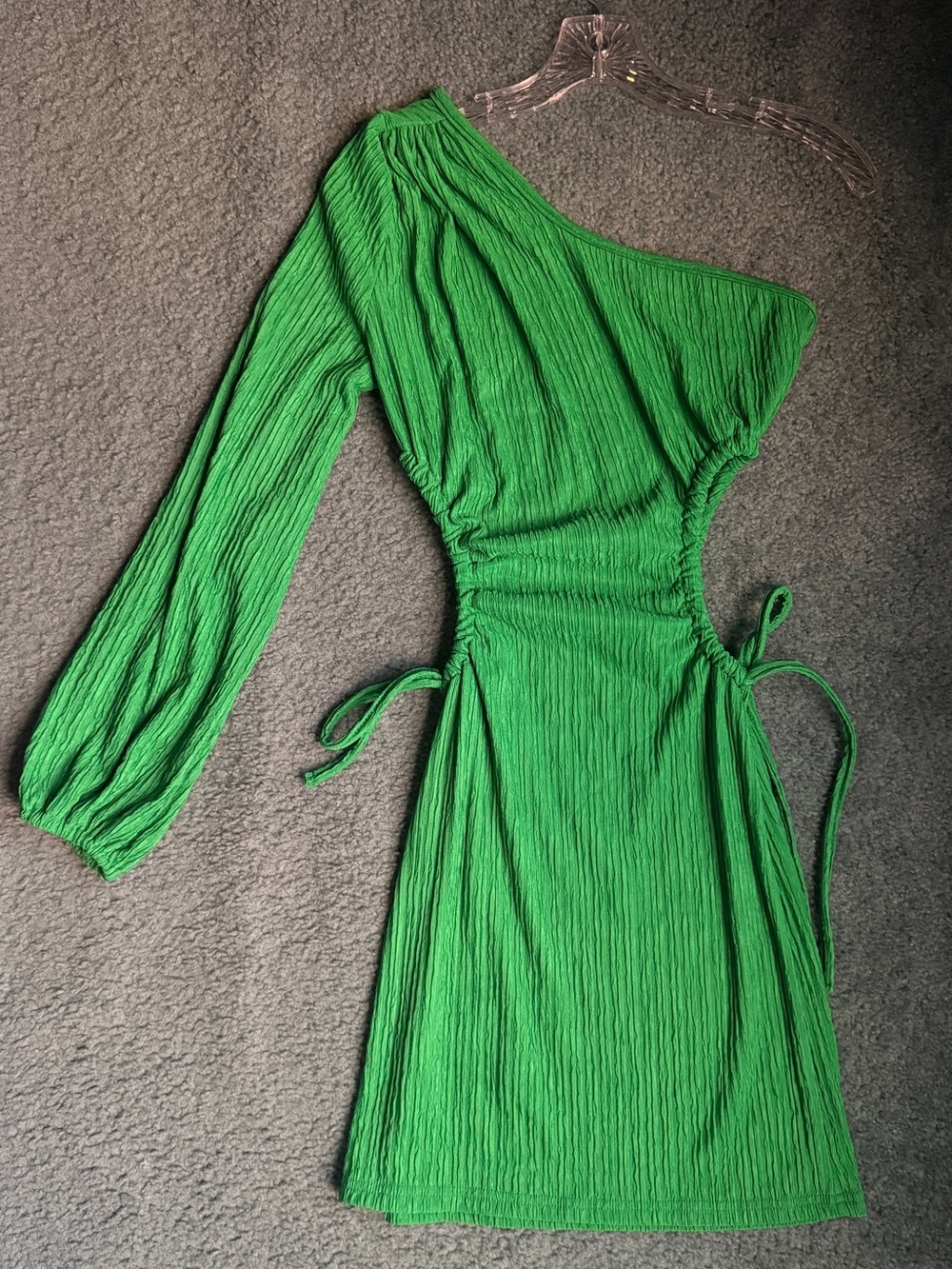 One-Shoulder Green Cutout Women’s Dress | S